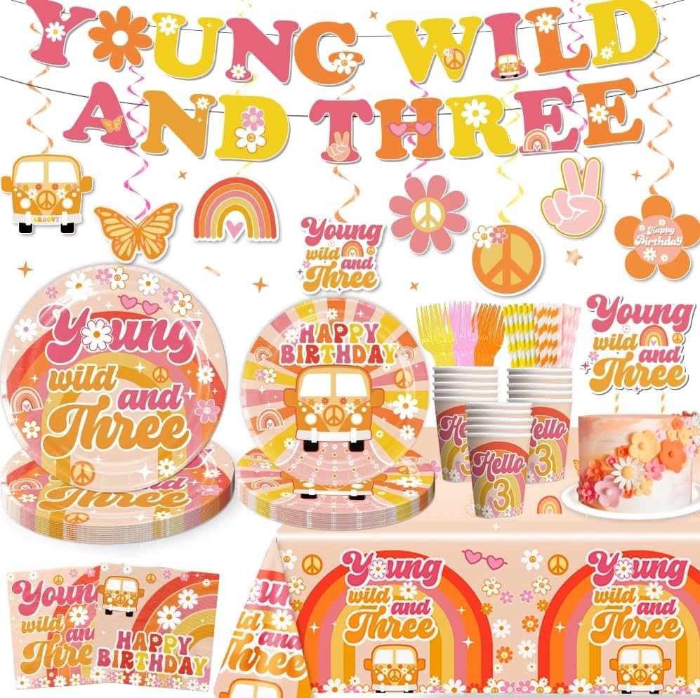 138pcs Young Wild and Three Party Decorations Tableware Set