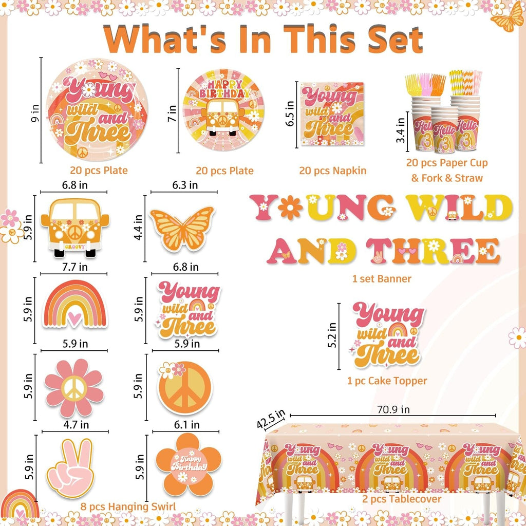 138pcs Young Wild and Three Party Decorations Tableware Set
