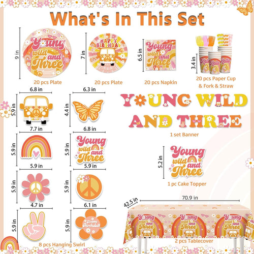 138pcs Young Wild and Three Party Decorations Tableware Set