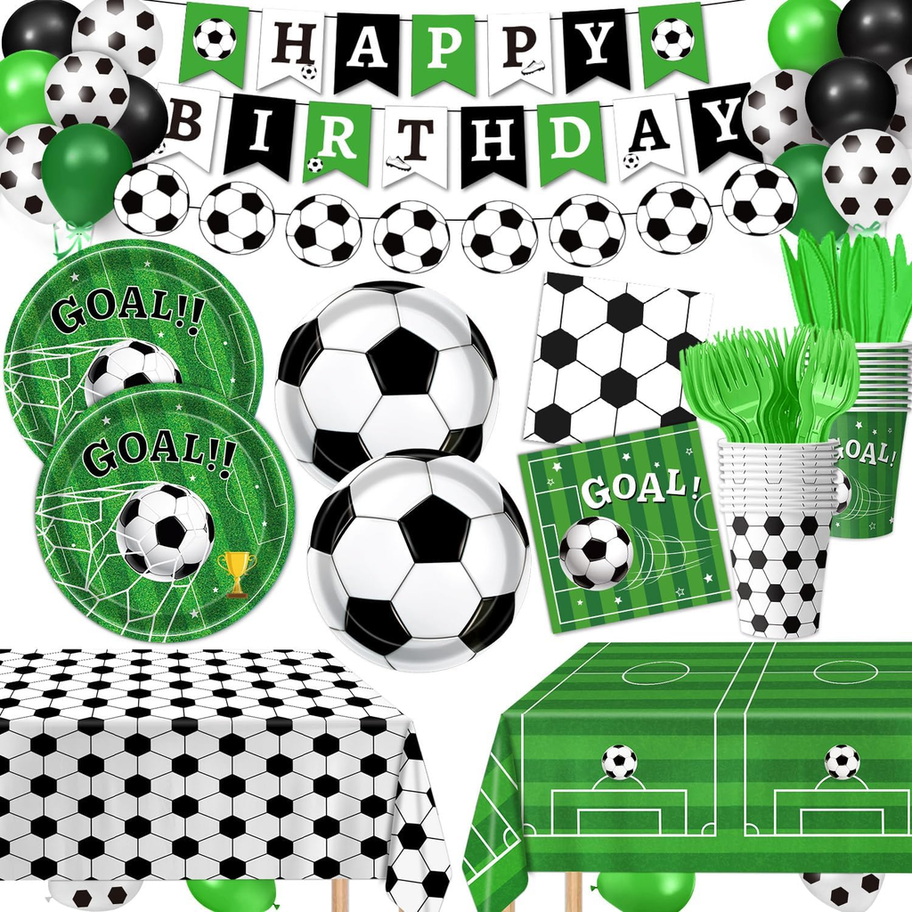 170pc Soccer Party Decorations Set - Balloons Banner Tableware Party Supplies