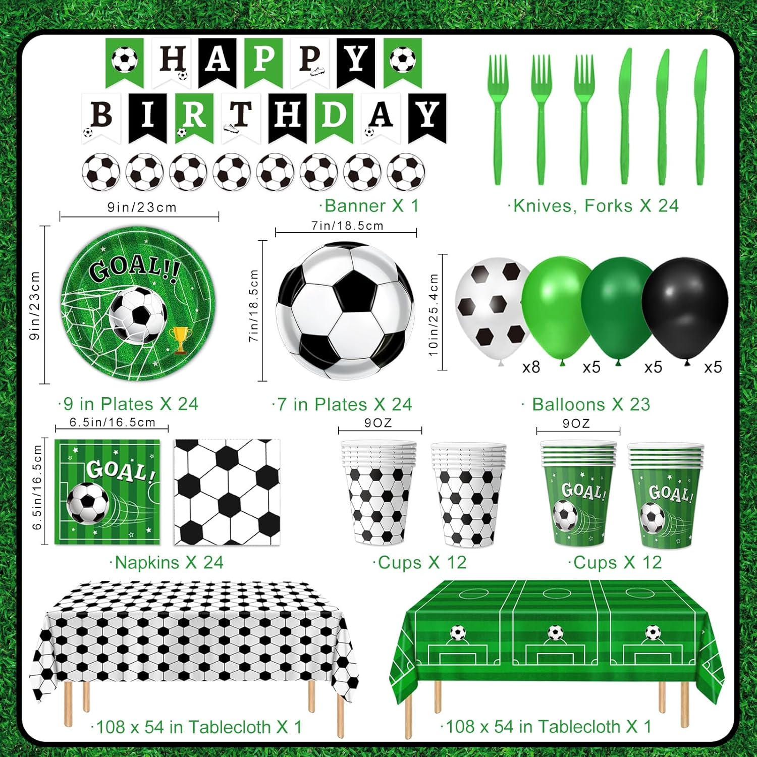170pc Soccer Party Decorations Set - Balloons Banner Tableware Party Supplies
